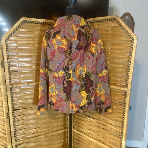 KIYO USA Floral Tapestry Cowl Neck Top XS Boho Artwear Fall Sweater Knit autumn - Picture 7 of 8